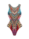 2026 Glamorous Multicolor Swimwear with Unique Pattern High-Cut Legs Perfect for Beach Wear Pool Parties Summer Getaway Vacation