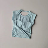 Sexy Short Backless Fixed Chest Pad Sports T-shirt Vest Women's Tight Fitting Quick Drying Slimming Yoga Suit Top Clothing