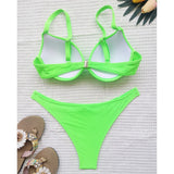 Sexy Underwired Bra Cup High Leg Cut Bikini Women Swimwear Female Swimsuit Two-Pieces Bikini Set Bather Bathing Suit Swim V3151