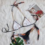 2026 Sexy Three Piece Bikini Set Women Luxe Rhinestone Metal Chain Print Swimwear Swimsuit Bikinis Set Bathing Suit Beach Bikini