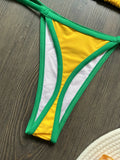 Solid color sexy embroidered Brazilian flag bikini set, women's swimsuit 2-piece set, summer beach bikini