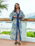 2026 Women Swimsuit Beach Cover Up dress Sleeve Kaftan Beach Tunic Long Pareos Bikinis Cover ups Summer Robe Plage Beachwear