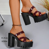 Street Cross Strap Pu Leather Slippers Women Fashion Slip On Thick Sole Sandals Woman Summer New Open Toe Wedding Slides Female
