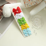 10Pcs/card Grosgrain Ribbon Bows Hair Clips For Girls Small Trailing Bowknots Hairpins Headwear Kids Hair Accessories