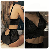 Toucheart Sexy Lingerie Set Solid Color Deep V Sex Lace Patchwork See-through Ladies Set Sexy Hollow Out Women's Underwear Set