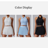 Women's Fitness Pants Skirt Accordion Pleated Design Anti-Light Leak Fake Two-Piece Set 2025 New Style