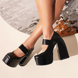 Spring and Autumn New Styles Fashion Round Head High-heeled Women's Shoes Shallow Mouth Buckle Square Heel Mary Jane Women Shoes