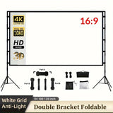 Double triangular bracket projection screen, more stable and not afraid of wind, easy to install, with storage bag