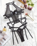 Open Lingerie Set Transparent Lace Up Bandage Exotic Sets Mesh Femme Lingerie Lace Bra Set Women Sexy Lingerie Set