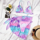 3 Piece Bikini Set Sexy Swimwear Swimsuit Women Triangle Colorful Tie Dye Bikinis Set Bathing Suit Beach Dress New Robe De Plage