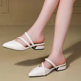 Toe Narrow Band  Slippers Women Fashion Shallow Sandal Elegant Summer Footwear Woman