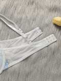 Ladies' New Sexy Thin Version With Steel Rim 3/4 Cup Knitted White Lifting And Gathering Two-Piece Set MR2562