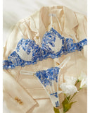 Toucheart Sexy Lingerie Set Blue Sexy Comfortable Lingerie Set For Women Simple Sexy Perspective Lace Pure Lust Lingerie Suit