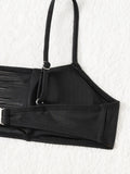 ZTVitality Black Sexy Push Up Bikini Set 2025 New Arrival Padded Mid Waist Hollow Out Swimsuit Women's Swimwear Summer Beachwear