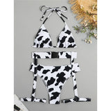 Sexy With Garter Spots Halter Bikini Female Swimsuit Women Swimwear Three-pieces Bikini set Bather Bathing Suit Swim Lady K4439
