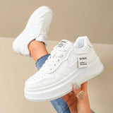 Fashion Thick Platform Sneakers for Women Spring Lace Up Pu Leather Sneakers Woman Anti Slip Thick Sole Vulcanized Shoes Female
