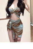 New Fashionable Plus Size Multi Piece Set Split Swimsuit for Women Covering  Belly  Slimming Down Hot Spring Vacation Swimsuit