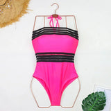 Sexy One Piece Swimsuit Swimwear Women Hollow Mesh Patchwork Halter High Waist Beachwear Bathing Suit 2026 Maillot De Bain Femme