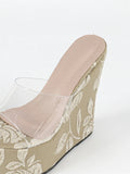 Summer Bohemia Vacation Flower Embroidery Platform Sandals Women Wedges Mules Shoes Super High Heels Outdoor Slides Sandals