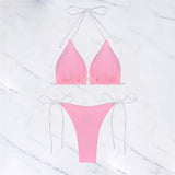 S - XL Sexy Halter Strappy High Cut Bikini Women Swimwear Female Swimsuit Two-Pieces Bikini Set Bather Bathing Suit Swim V6244