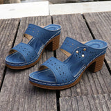 Plus Size 43 Summer High Heel Sandals Women Lightweight Hollow Out Thick Heeled Sandles Woman Outdoor Open Toe Casual Sandals