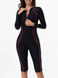 2026 Zipper Slim One Piece Swimsuit Women Long Sleeve & Knee Swimwear Female Bather Bathing Swimming Swim Surf Suit Beachwear