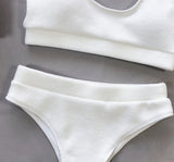 5 Colors Sexy Bikini Women Solid Knitted High Waist Swimwear Swimsuit Female Bikinis Set Bathing Suit Sport Bikini Taille Haute