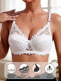 Women Floral Lace Push Up Bra Thin Breathable Full Coverage Brassiere Elegant Mesh Lace Lift Support Underwire Sexy Lingerie