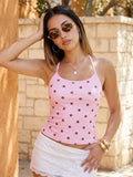 Women's Summer Halter Neck Tops Fashion Sleeveless Dota Print Slim Fit Cami Tops