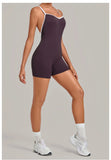 New Tight One-piece Yoga Suit Women Color Contrast Splicing Hollow Back Cross Sports Jumpsuit Outwear Slimming Fitness Bodysuits