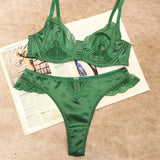 MOYISU Parisian Lingerie Set | Chantilly Lace & Mesh Cutouts | EU 85B Support | Effortless French Slimming Underwire Sexy Bras