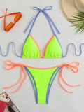 2026 Halter Triangle Bikinis Printed Swimsuit Women Sexy String Swimwear Female Bathers Swimming Bathing Swimming Swim Suit