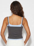 Summer Women's Camisoles Casual Stylish Contrast Color Layered Tank Tops Spaghetti Strap Slim Fit Vest Sporty Fitness Daily