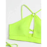 Cut Out Halter Bikini Female Swimsuit Women Swimwear Two-Pieces Bikini Set Padded Strappy Bather Bathing Suit Swim Lady V3423