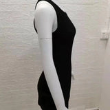 Black Ribbed Summer Dress Sexy Vest Sleeveless Vest Club Party Mini Dress WOMEN'S Solid Color Tight Fitting