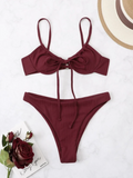2026 Push Up Bikini Women Tie Front Swimsuit Sexy Underwire Swimwear Female Bathers Bathing Swimming Swim Suit Summer Beachwear
