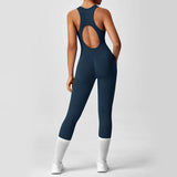 Open Back Racerback Yoga Jumpsuit Women Seamless Butt Lifting High Elastic Gym Workout One Piece Bodysuit