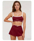 2 Pieces Women's Nude Yoga Set Bra Skirt Tracksuit Running Fitness Sports Set Slim Fit High Waist Beautiful Back Suit