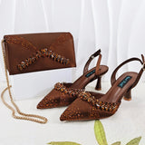 Doershow Italian Shoes And Bag Sets For Evening Party With Stones Italian Leather Handbags Match Bags! HC1-1