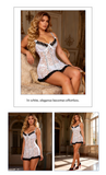 Pink Sexy Lace Ruffled Suspender Nightdress for Women Babydoll Lingerie Push Up Chemise Sleepwear
