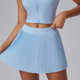 Women's Fitness Pants Skirt Accordion Pleated Design Anti-Light Leak Fake Two-Piece Set 2025 New Style