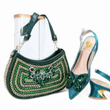 doershow Italian Shoe and Bag Set New 2024 Women Shoes and Bag Set In Italy blue Italian Shoes with Matching Bag  HTG1-3