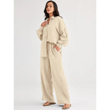 2026 Spring and Summer Casual Suit New Fashion Suit Loose Casual Top Wide Leg Pants Two-piece Set for Women