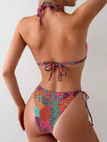 2026 String Triangle Printed Bikini Women Sexy Swimwear Female Halter Swimsuit Solid Bathers Bathing Swimming Swim Suit Beach