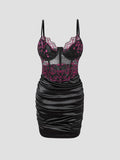 Hot Girls Slim Spaghetti Strap Mini Dresses Women Sexy See Through Flower Lace Fold Package Hip Bodycon Short Dress Club Vestido