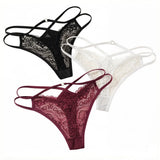 3 Pcs Multi-color Sexy Lace Thong Solid Color Underwear Seasonal thong for women clothing Spring/summer New Product C937-1