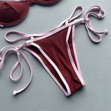 Halter Splicing Bikini Female Swimsuit Women Swimwear Two-pieces Bikini Set Underwired Strappy Bather Bathing Suit Swim V8173