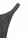 New pleated hard cup sexy bikini solid color swimsuit women's separate strap support vacation adjustable halter bikini