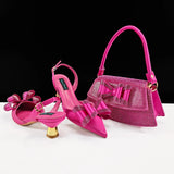 doershow New Italian Shoe and Bag Set New 2025 Women Shoes and Bag Set In Italy orange Italian Shoes with Matching Bag HVB1-1