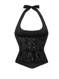 New black tube top hanging neck adjustable corset chest support gathered abdomen waist elastic palace corset.
